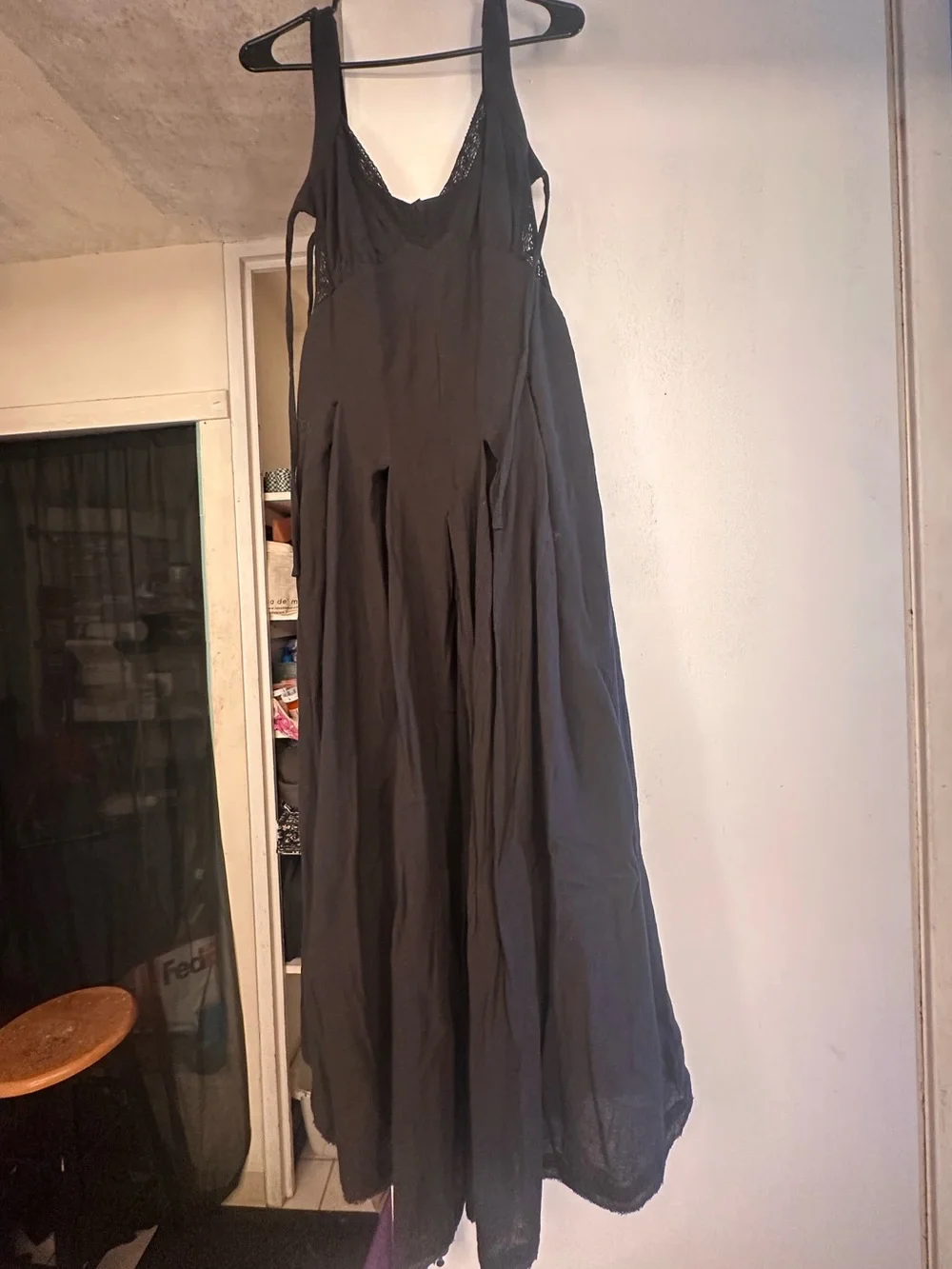 Free People Black Vivi Cotton Midi Dress